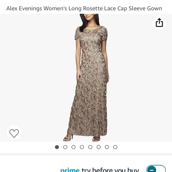 Lovely long champagne dress rose appliqués never worn. - Picture 1 of 1